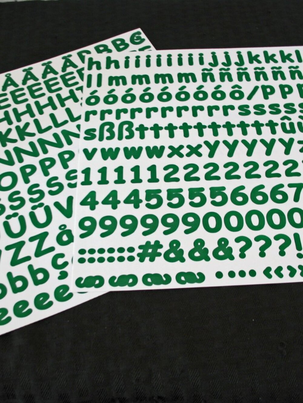 2 Large ABC 123 Green Clover Sassy Letters and Numbers 5/8 inch
